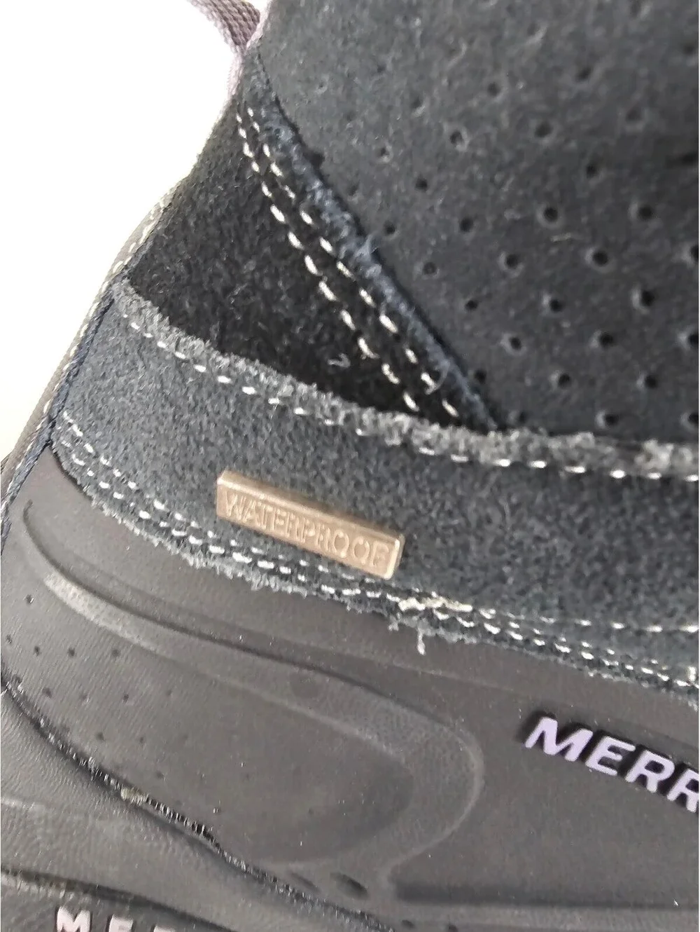 Merrell Women's Winter Waterproof Hiking Boots Black/Gray with Purple Laces